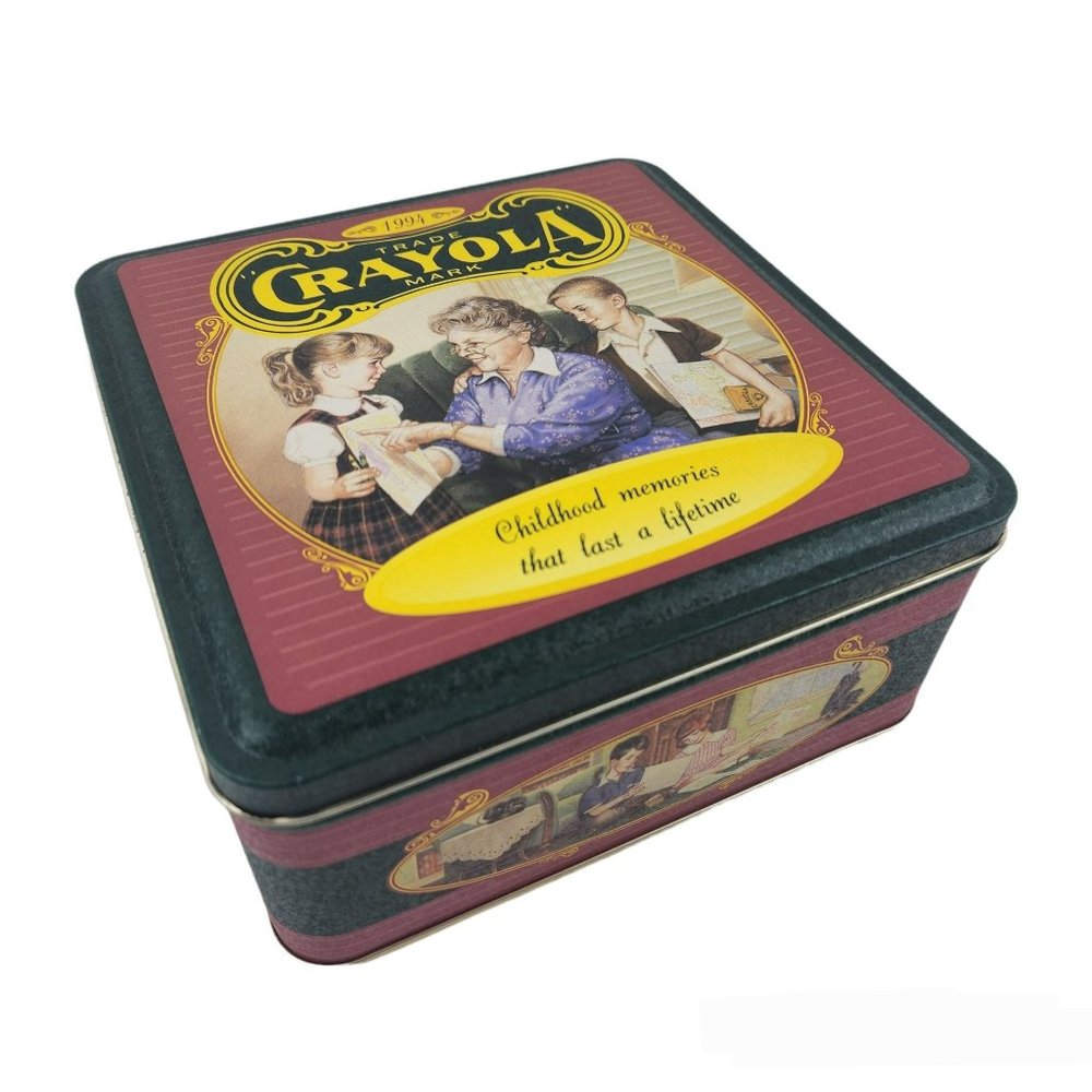 Vintage 1994 Crayola Crayon Tin Collectible Binney & Smith USA Container Box